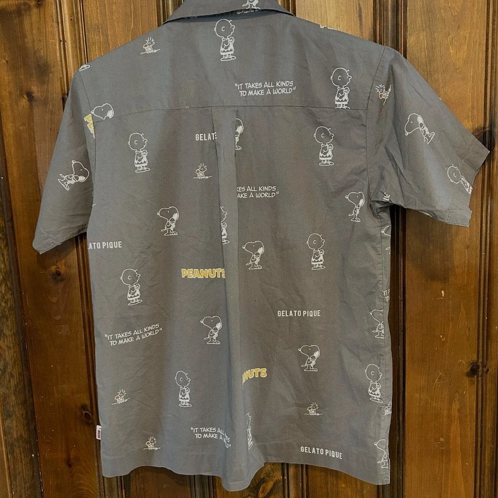 Gelato Pique Peanuts Snoopy Charlie Brown Shirt Gray Mens L PMFT212964